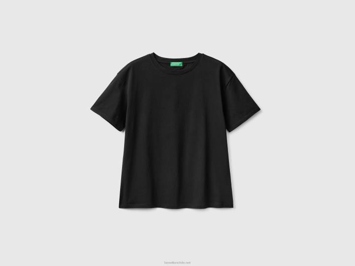 camiseta de manga corta 100% algodón NHBF3832 negro mujer Benetton