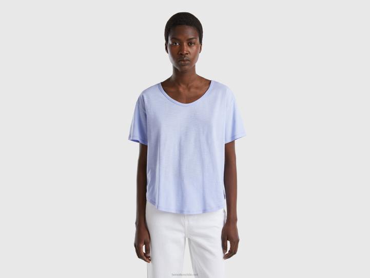 camiseta de manga corta en algodón ligero NHBF3886 lavanda mujer Benetton