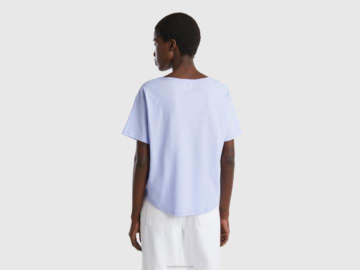 camiseta de manga corta en algodón ligero NHBF415 lavanda mujer Benetton