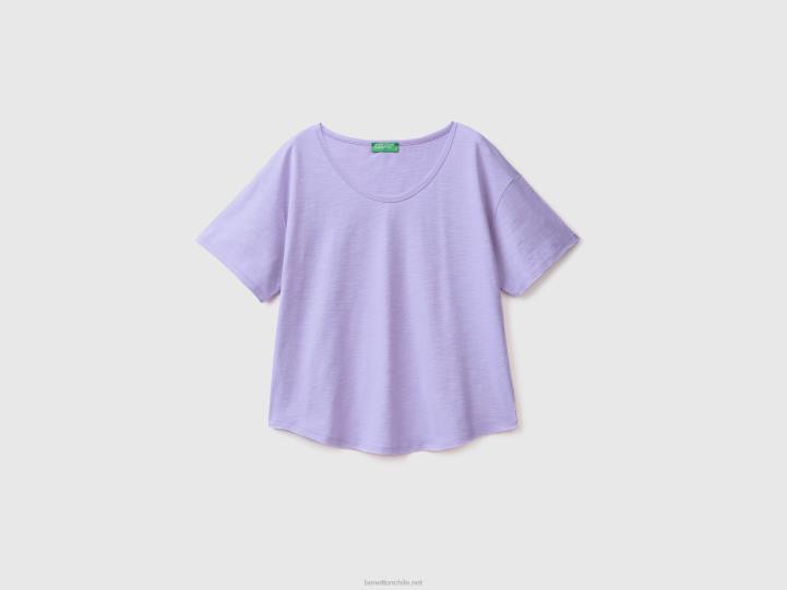 camiseta de manga corta en algodón ligero NHBF415 lavanda mujer Benetton