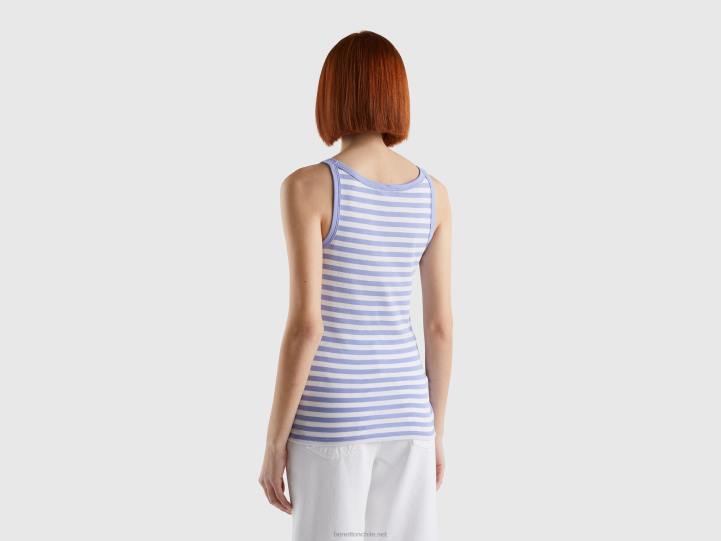 camiseta sin mangas a rayas NHBF3836 lila mujer Benetton