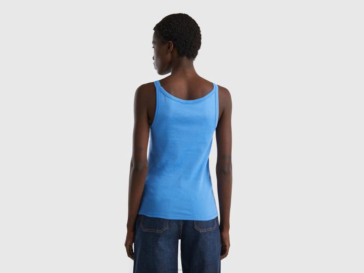camiseta sin mangas azul claro de puro algodón NHBF3791 azul claro mujer Benetton