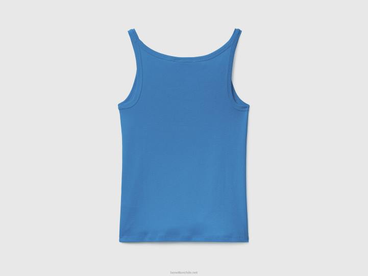 camiseta sin mangas azul claro de puro algodón NHBF3791 azul claro mujer Benetton