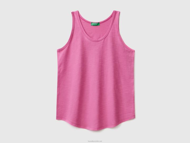 camiseta sin mangas de algodón ligero NHBF3805 rosa mujer Benetton