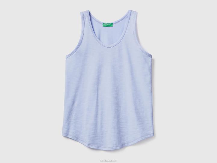 camiseta sin mangas de algodón ligero NHBF3846 lavanda mujer Benetton