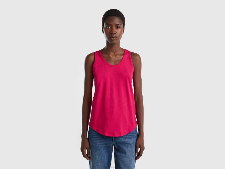 camiseta sin mangas de algodón ligero NHBF3869 fucsia mujer Benetton