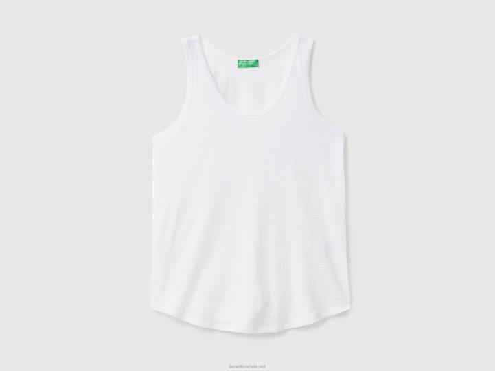 camiseta sin mangas de algodón ligero NHBF391 blanco mujer Benetton
