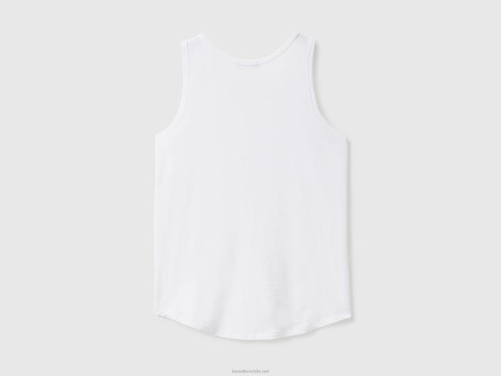 camiseta sin mangas de algodón ligero NHBF391 blanco mujer Benetton