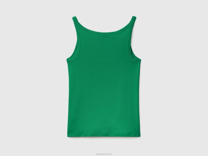 camiseta sin mangas verde de puro algodón NHBF472 verde mujer Benetton