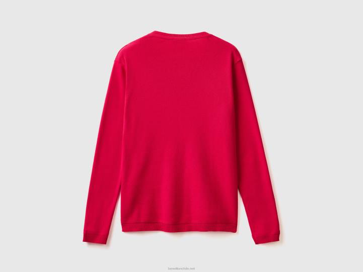 cárdigan con cuello redondo de puro algodón NHBF3600 fucsia mujer Benetton