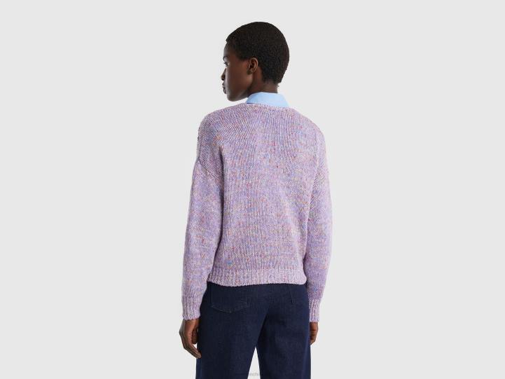 cárdigan con motivo de punto abierto NHBF28 lila mujer Benetton