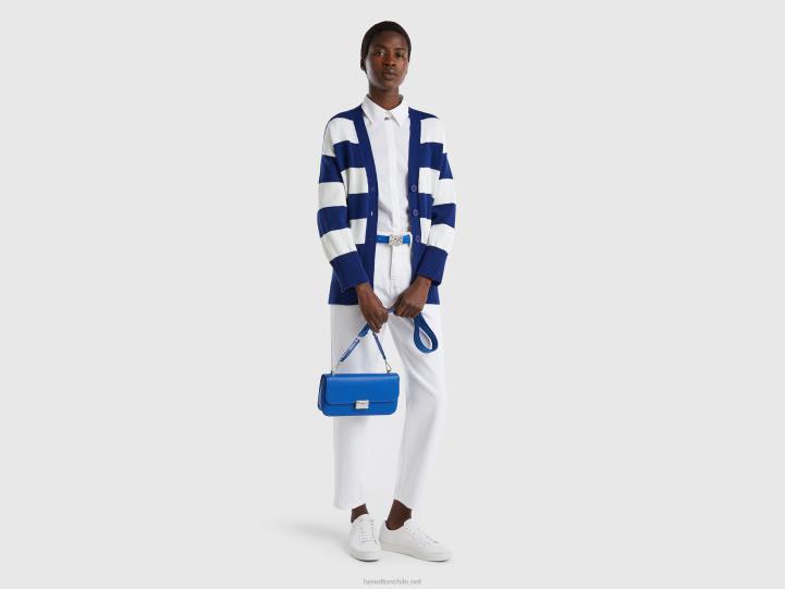 cárdigan de rayas en algodón tricot NHBF3591 azul mujer Benetton