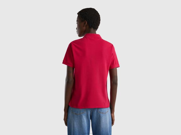 polo de algodón orgánico elástico NHBF358 fucsia mujer Benetton