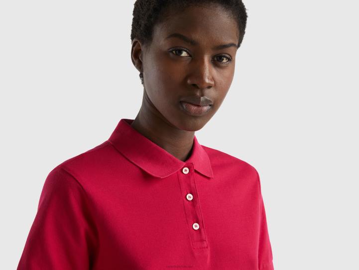 polo de algodón orgánico elástico NHBF358 fucsia mujer Benetton