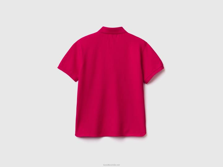 polo de algodón orgánico elástico NHBF358 fucsia mujer Benetton