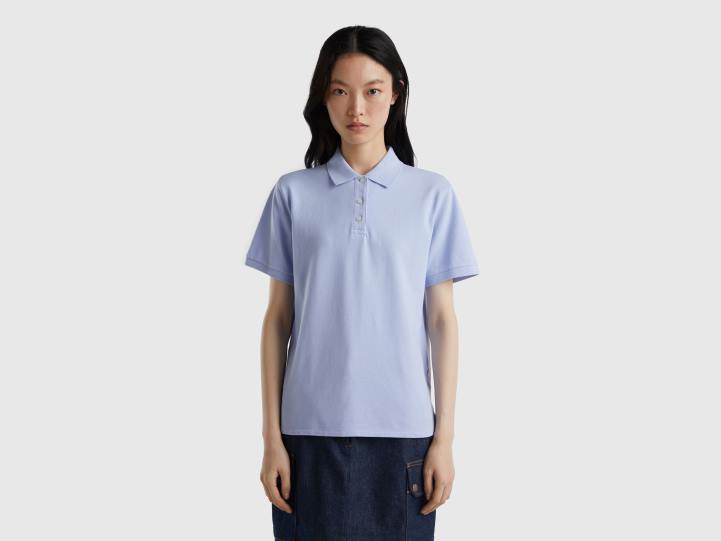 polo de algodón orgánico elástico NHBF3812 lavanda mujer Benetton