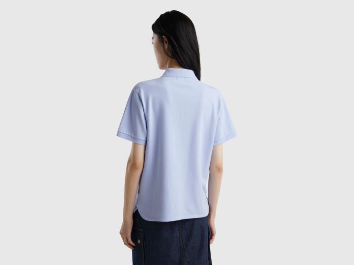 polo de algodón orgánico elástico NHBF3812 lavanda mujer Benetton