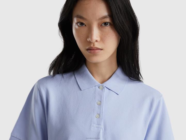 polo de algodón orgánico elástico NHBF3812 lavanda mujer Benetton