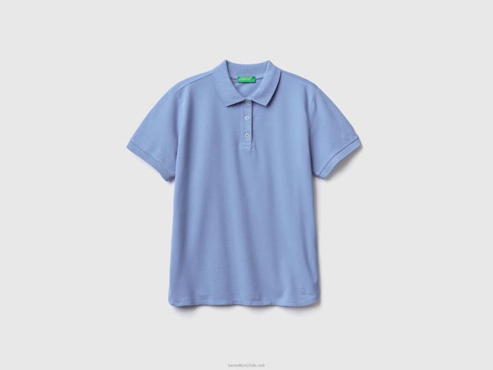 polo de algodón orgánico elástico NHBF3812 lavanda mujer Benetton