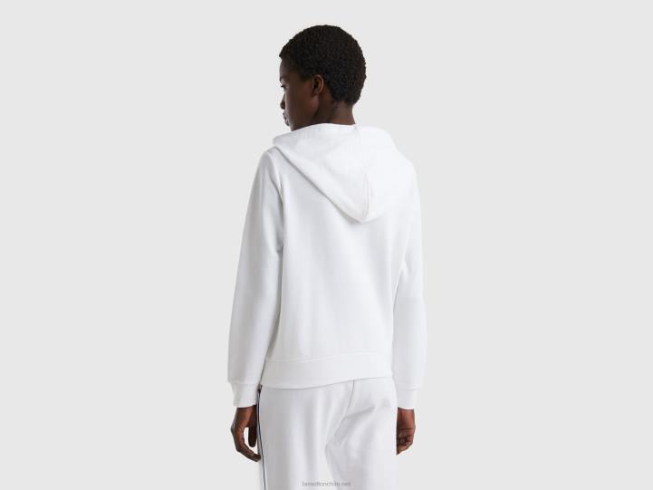 Sudadera 100% algodón con cremallera y capucha NHBF283 blanco mujer Benetton