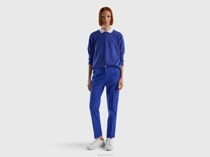 sudadera con capucha en mezcla de algodón orgánico NHBF3760 azul brillante mujer Benetton