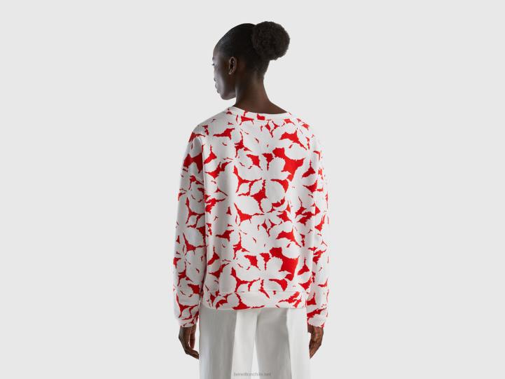 sudadera con estampado floral NHBF3762 rojo mujer Benetton