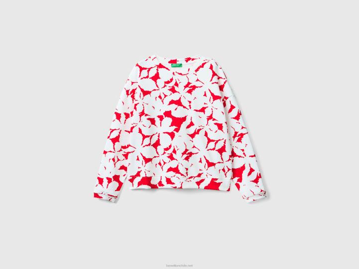sudadera con estampado floral NHBF3762 rojo mujer Benetton