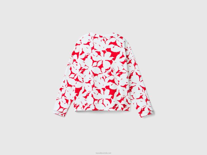 sudadera con estampado floral NHBF3762 rojo mujer Benetton