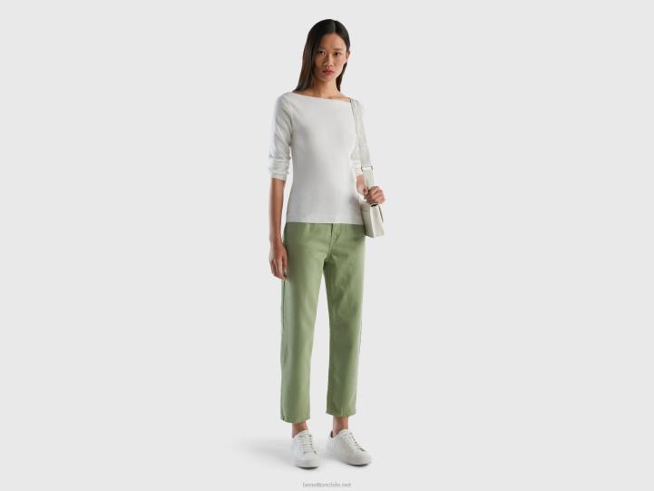 Jersey cuello barco 100% algodón NHBF207 blanco mujer Benetton