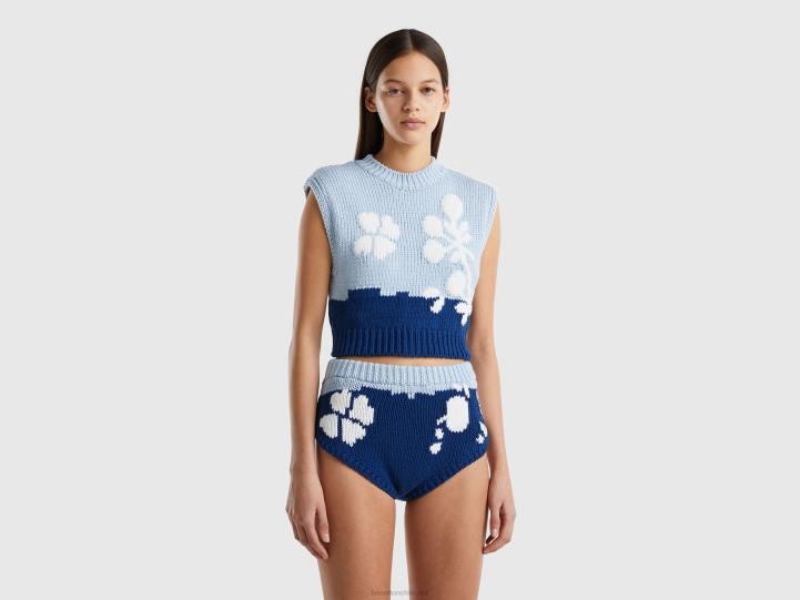 chaleco azul con incrustaciones florales NHBF112 azul mujer Benetton