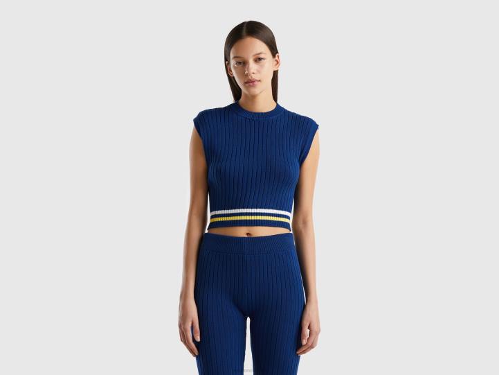 chaleco azul en puro algodón NHBF43 azul mujer Benetton