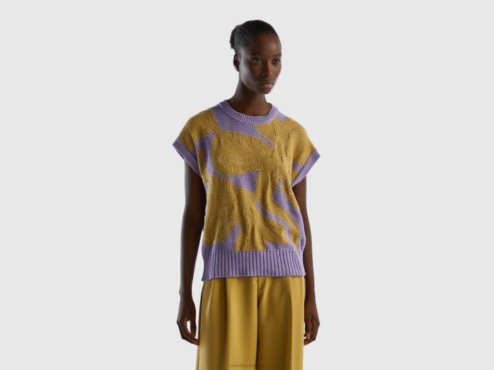chaleco de punto con incrustaciones NHBF117 lila mujer Benetton
