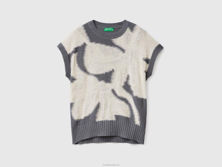 chaleco de punto con incrustaciones NHBF120 gris mujer Benetton