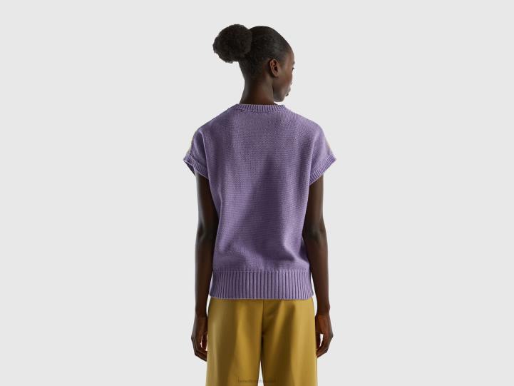 chaleco de punto con incrustaciones NHBF3605 lila mujer Benetton