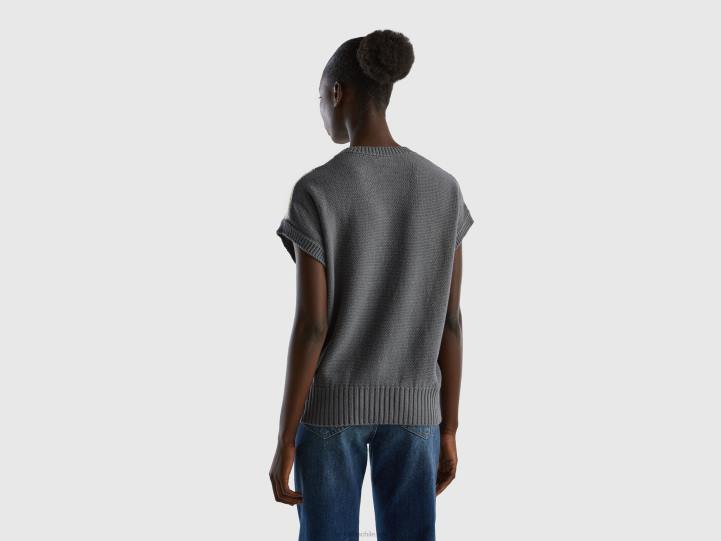 chaleco de punto con incrustaciones NHBF3608 gris mujer Benetton