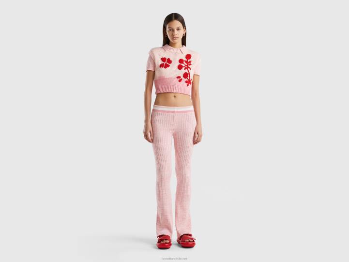 chaleco rosa con incrustaciones florales NHBF124 rosa mujer Benetton