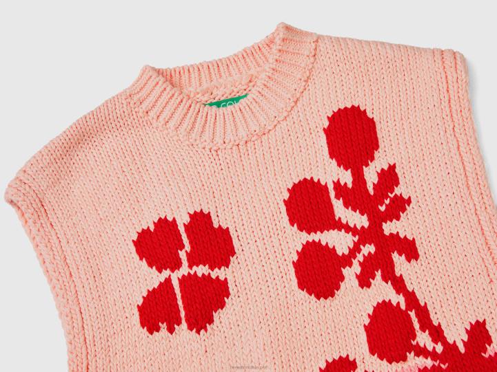 chaleco rosa con incrustaciones florales NHBF124 rosa mujer Benetton