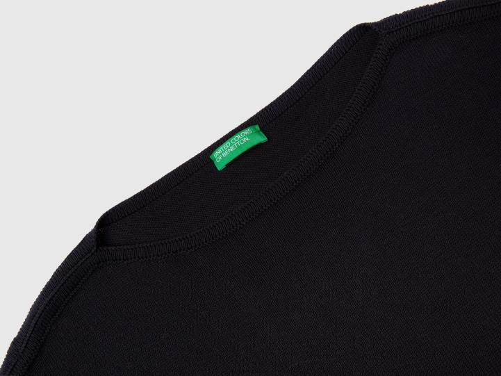 jersey con cordones y cuello barco NHBF22 negro mujer Benetton