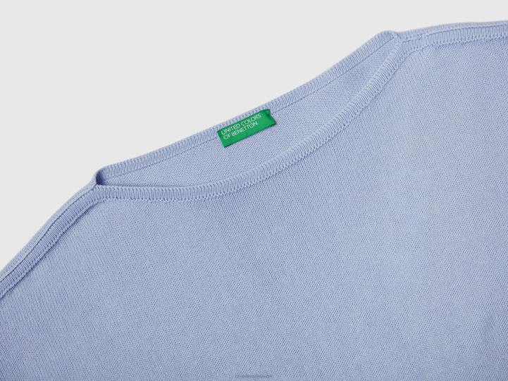 jersey con cordones y cuello barco NHBF3588 lavanda mujer Benetton