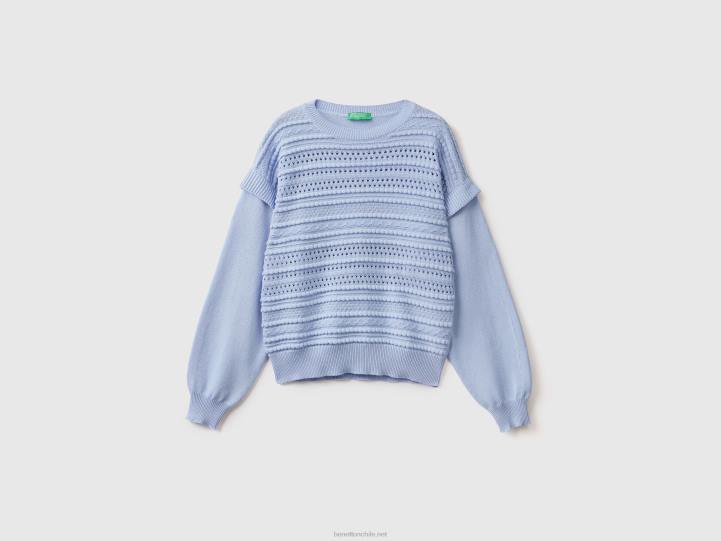 jersey de punto con solapas NHBF3516 lavanda mujer Benetton