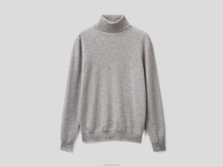 jersey gris claro de pura lana merino NHBF3673 gris claro mujer Benetton