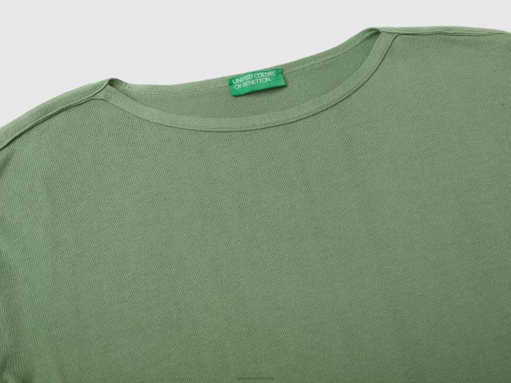 suéter con cuello barco NHBF3489 verde mujer Benetton