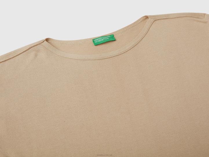 suéter con cuello barco NHBF3519 beige mujer Benetton