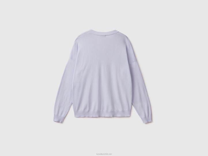 suéter con cuello en v NHBF3601 lila mujer Benetton