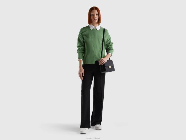 suéter con fondo irregular NHBF3504 verde mujer Benetton