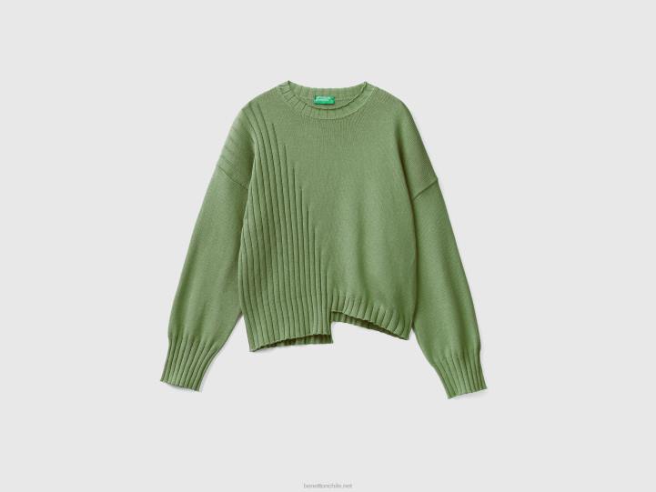 suéter con fondo irregular NHBF3504 verde mujer Benetton