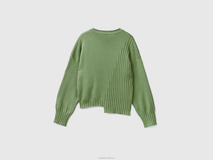 suéter con fondo irregular NHBF3504 verde mujer Benetton