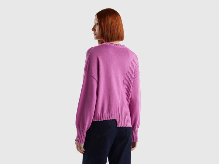 suéter con fondo irregular NHBF3562 rosa mujer Benetton