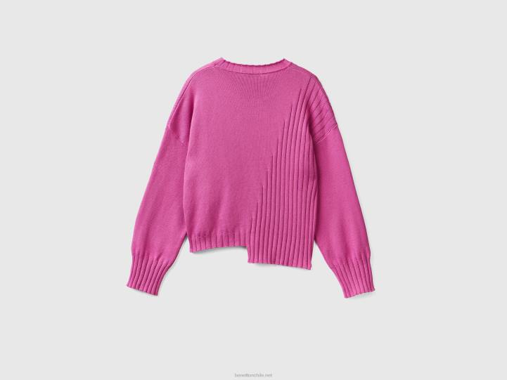 suéter con fondo irregular NHBF3562 rosa mujer Benetton