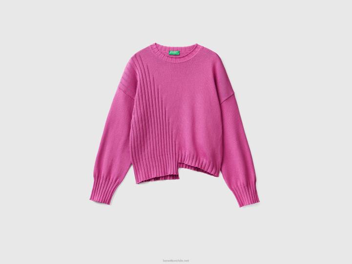 suéter con fondo irregular NHBF84 rosa mujer Benetton